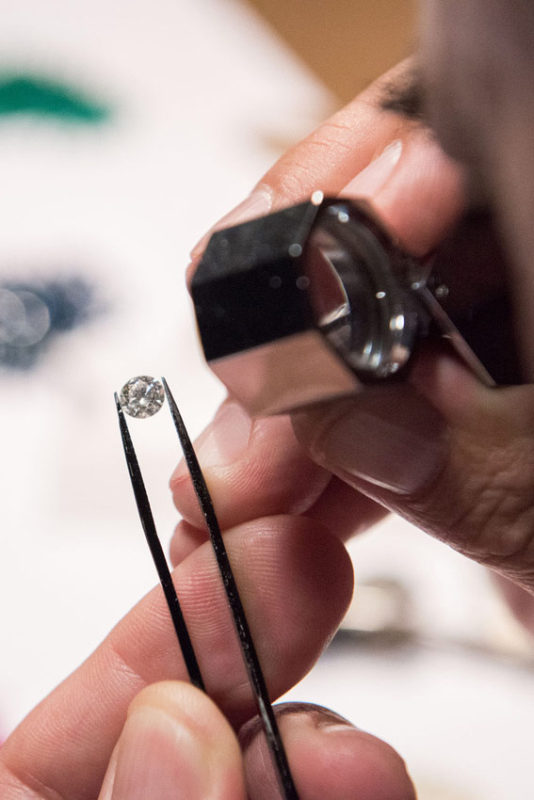 Nadia Zachou Bespoke Jewellery Creations. Picture of a design with stones Diamond Quality Control Inspect quality