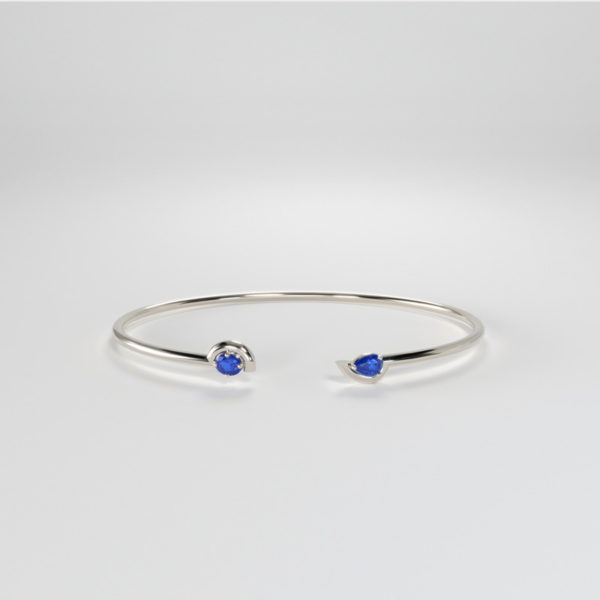Embrace Collection Bangle Bracelet With Ruby & Sapphire - White Gold