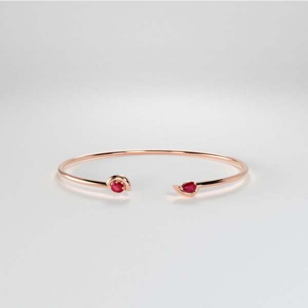 Embrace Collection Bangle Bracelet With Ruby & Sapphire - Pink Gold