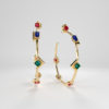 Gold "Embrace Collection Colorful Hoop Earrings" - Yellow, white and Rose gold
