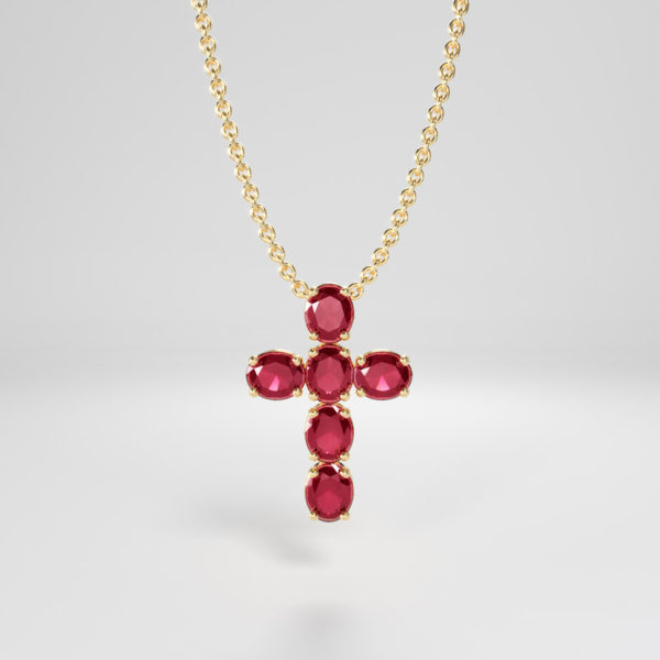 Red Power Cross Ruby. Yellow Gold