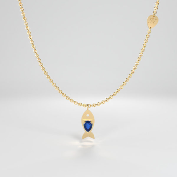 Spirit Animal Charms Fish in Gold with chain with tag