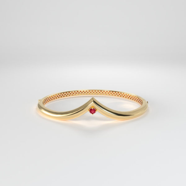 Gold Embrace Collection Crown Bracelet With Ruby - Yellow