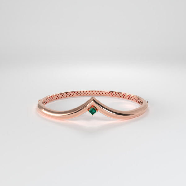 Gold Embrace Collection Crown Bracelet With Emerald - Pink Gold
