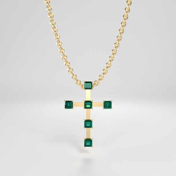 Gold “Green Squared Cross” - Yellow gold