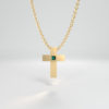 Green Bold Cross Sapphire available in Yellow or white gold