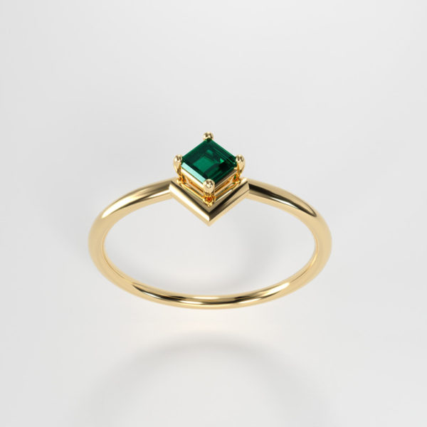 Gold "Embrace Collection Square Emerald Ring" - Yellow Gold