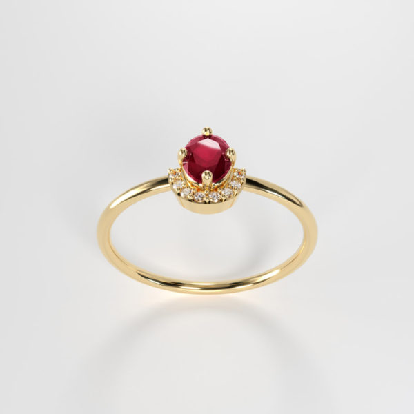 Gold "Embrace Collection Oval Ruby Ring" - Yellow Gold
