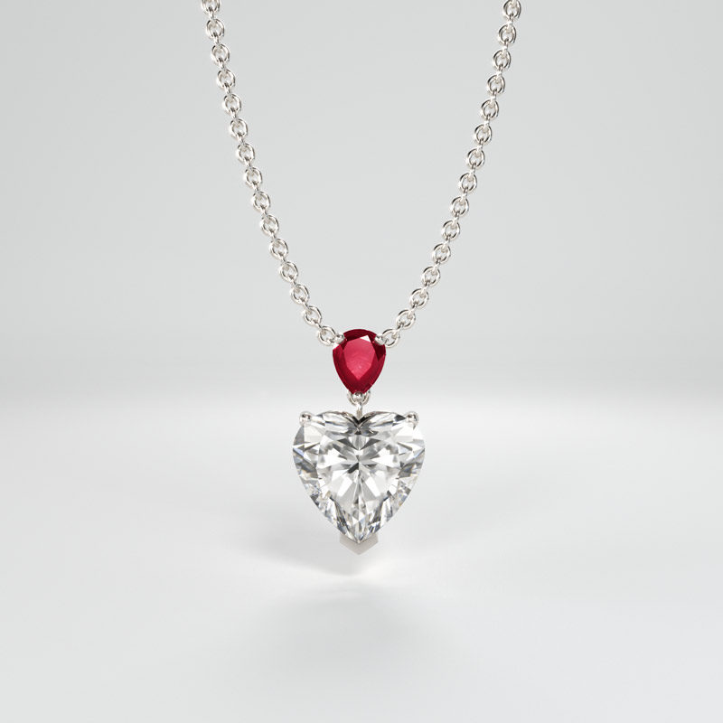 Gold Pendant - “Heart Pendant” - White - 9ct, 14ct, 18ct