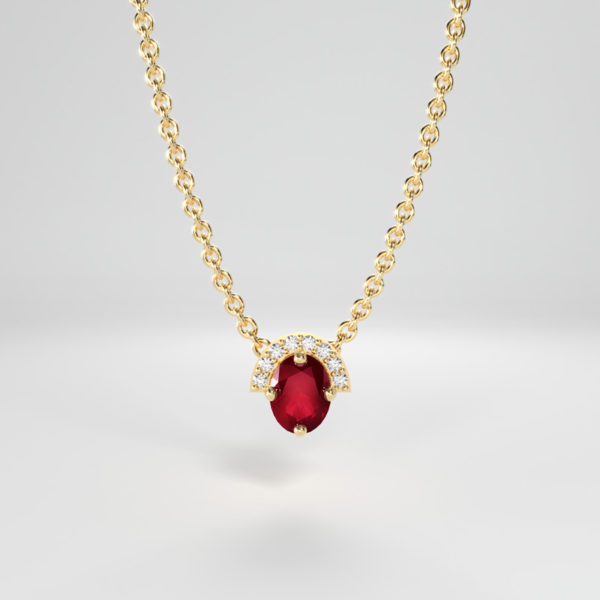 Gold "Embrace Collection Oval Ruby Pendant" - Yellow, white and pink gold - 9ct, 14 carat and 18 carat