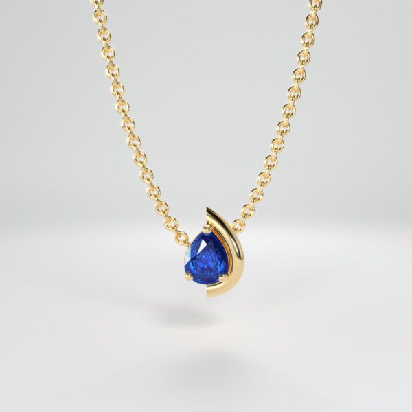 Pear Sapphire Pendant" - Yellow, White and Pink gold In 9ct, 14 carat and 18 carat
