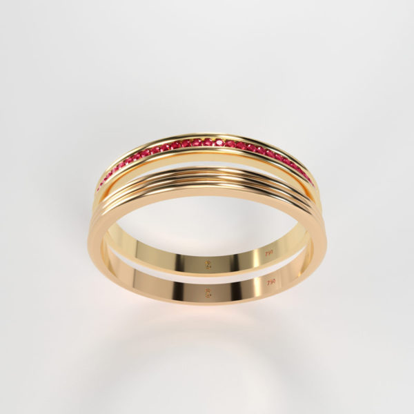 Passion Red Band - Wedding bands in yellow, white and pink gold with rubies – (9ct/14ct/18ct)